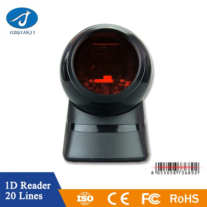 

Barcode Scanner 1D USB Omnidirectional Barcode Scanner 20 Lines Fast Accurate Decode Technology USB Cable Compatible Windows PC