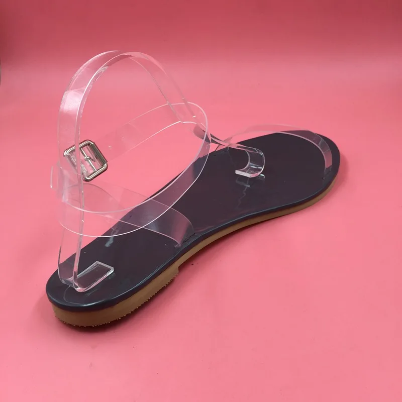 Simple Clear Straps Flat Heel Women Sandals Ankle Strap Custom Color