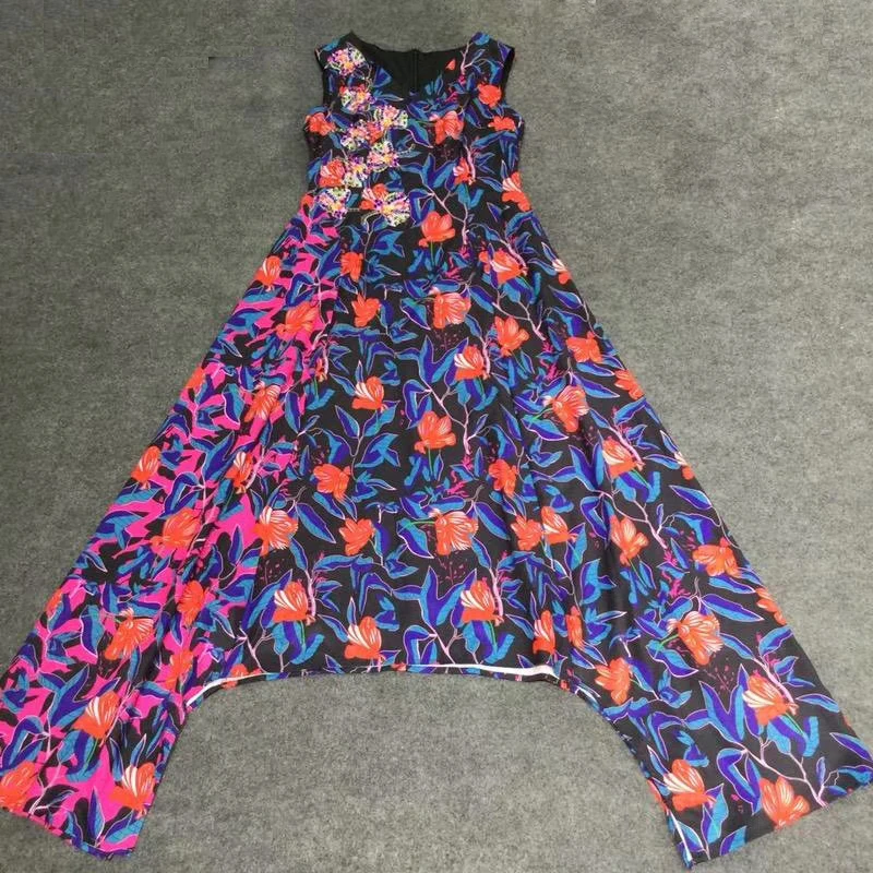 irregular floral dress summer runway dress high quality 2018 20180608