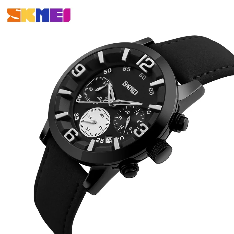 SKMEI Men Quartz Watch 30M Water Resistant Sports Watches Complete Calendar Wristwatches Relogio Masculino 9147