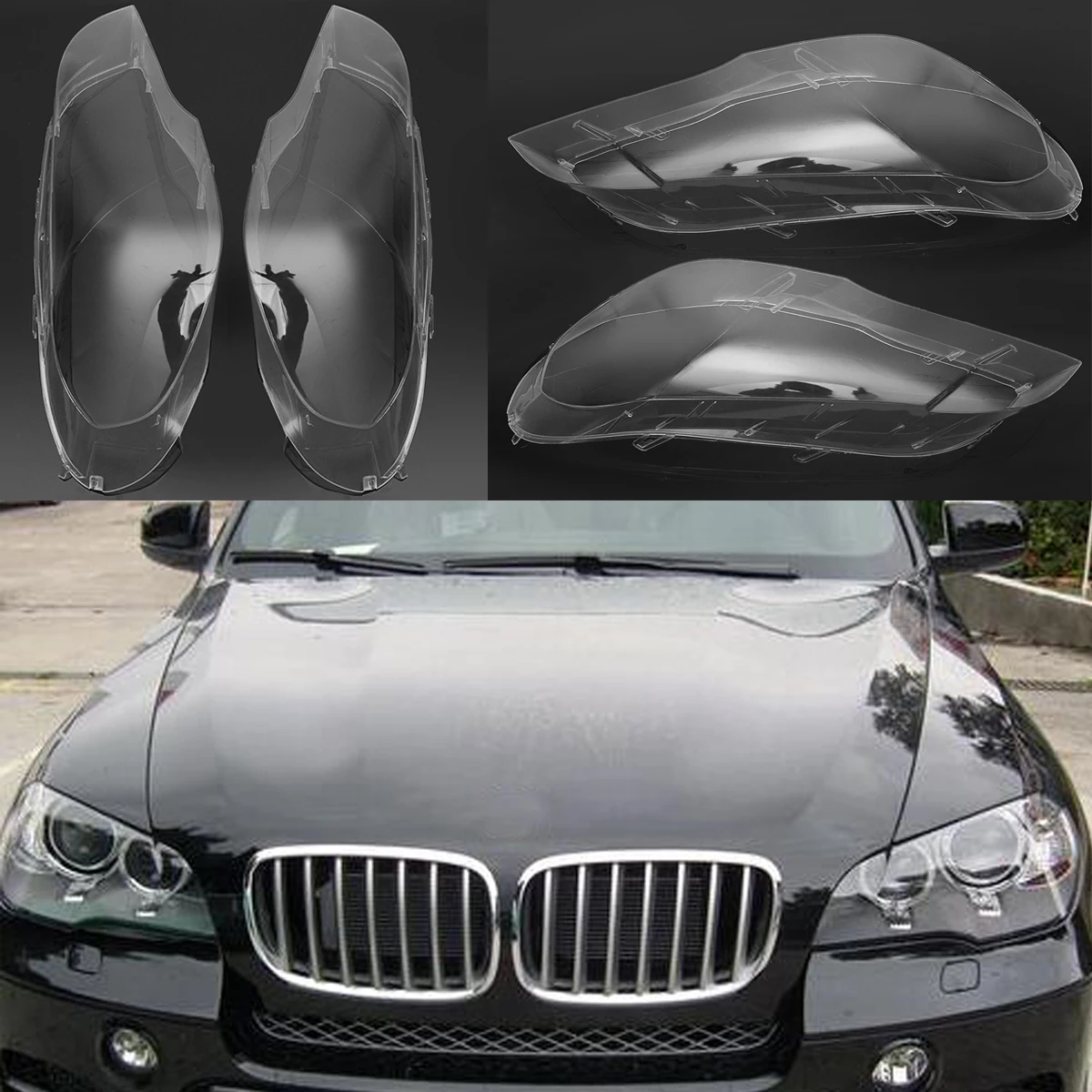 2Pcs Car Left &Right Headlamp Shell Headlight Lens Replacement Cover