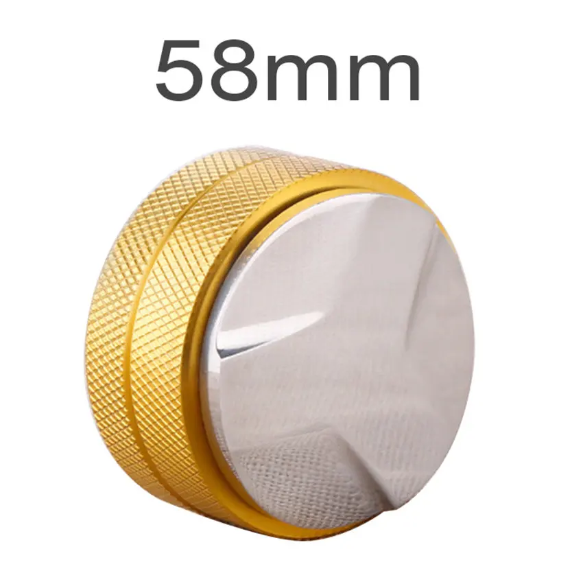 Yellow 58mm Регулируемый 304 нержавеющая сталь кофе эспрессо трамбовщик три угловых наклона база регулируемые распределительные инструменты Прямая поставка - Цвет: Yellow 58mm