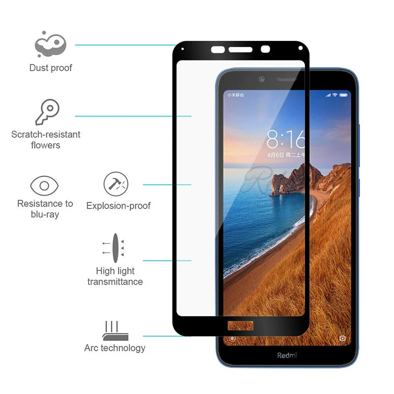 Полное покрытие из закаленного стекла для xiaomi redmi 7A Защитная пленка для экрана для Xiomi redmi 7a 7 a redmi 7a Защитная стеклянная сенсорная пленка 9h