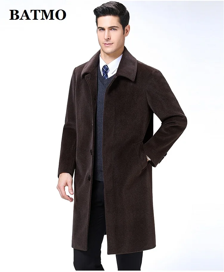 BATMO Новое поступление осенне-зимнее кашемировое длинное пальто для мужчин, мужские куртки, теплое пальто, M-XXXL больших размеров, 9188 - Цвет: BROWN