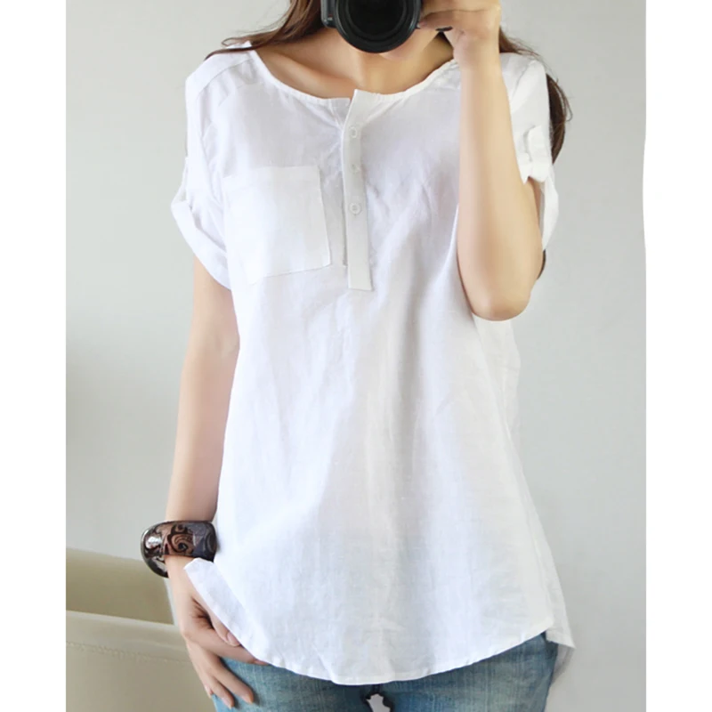 white linen shirt womens short sleeve