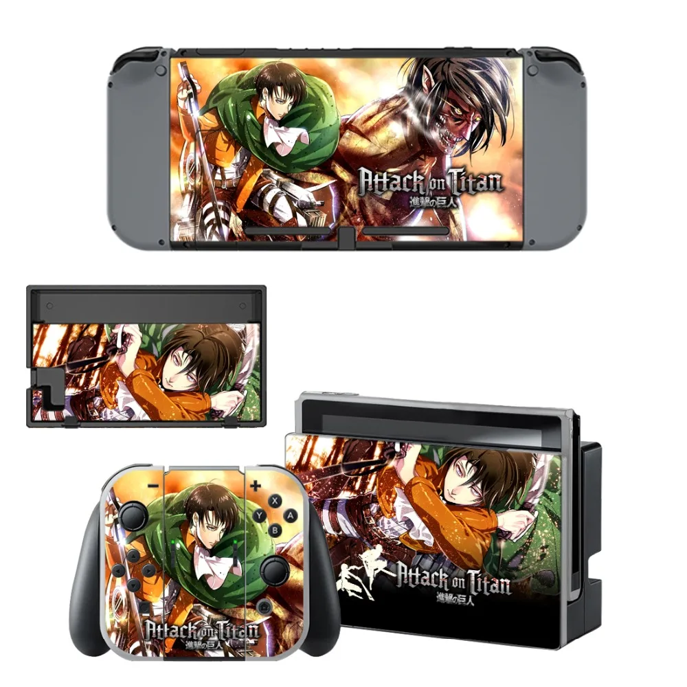 Attack On Titan Decal Vinyl Skin Protector Sticker for Nintendo Switch NS Console + Controller Stand Holder Protective | Электроника