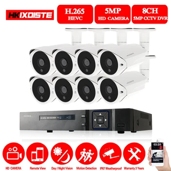 

HKIXDISTE 8CH 5MP CCTV Camera System AHD DVR 8PCS 5.0MP HD IR indoor Outdoor Home Security Camera P2P Video Surveillance Kit
