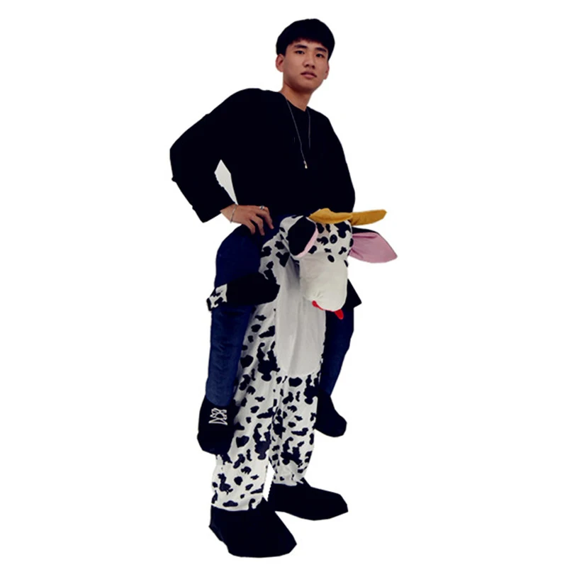 Adult Big Ride Farmer Cow Bull Fancy Dress Costume Suit with Mock Legs 