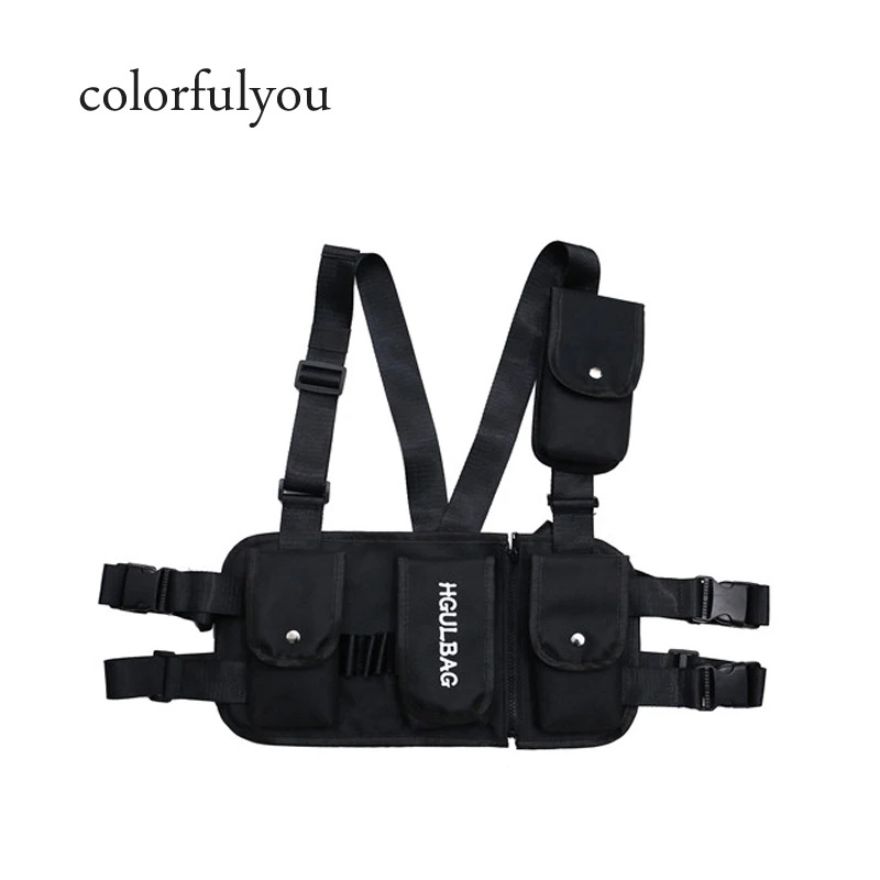 

Fashion Street wear women Men Tactical Chest Rig Multi-pockets Waistcoat Chest Bag Vest Functional Waist Packs Bag Kanye West