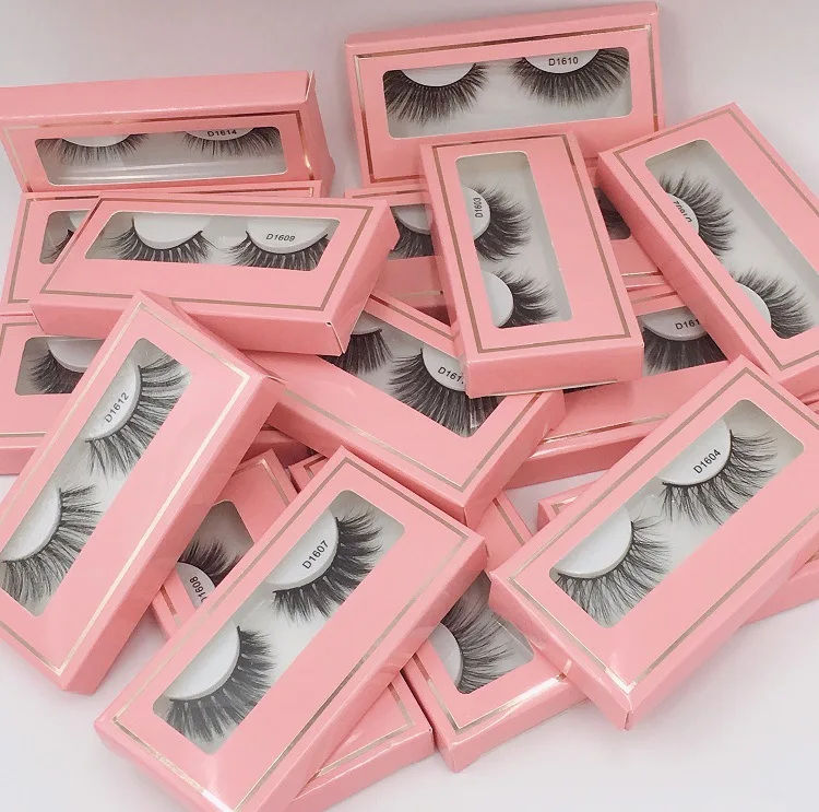 

Hot Sale 1 Pair Pink Box 3D False Eyelashes 16 Style Natural Black Eyelash Lady Beauty Makeup Essential Tools