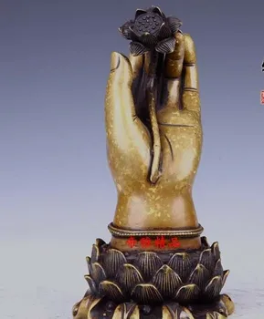

Tibet Buddhism Bronze Copper Gild Lotus Flower Bodhisattva Buddha Hand Statue