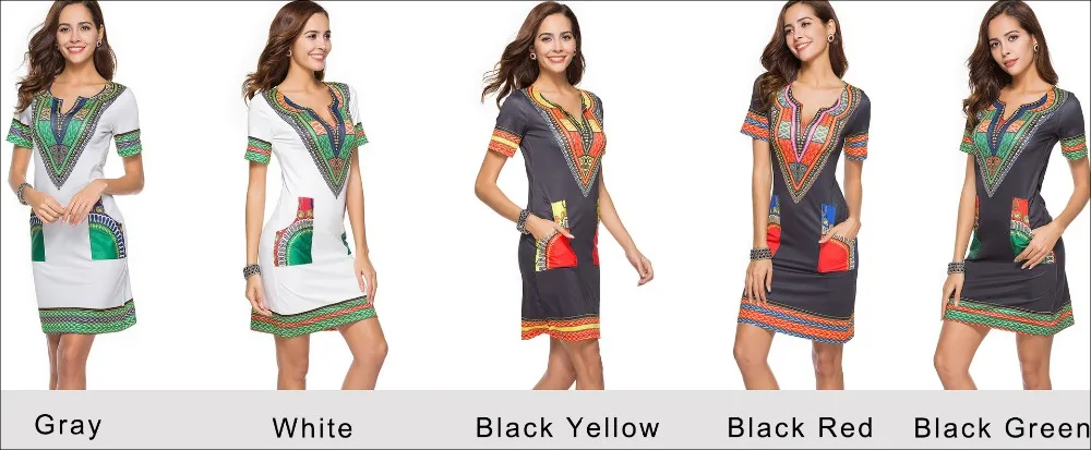 Gladiolus 2019 Summer Dress Women Short Sleeve V Neck Pocket Bodycon Sexy Ethnic Print Women Dress Plus Size 3XL Ladies Dresses (13)