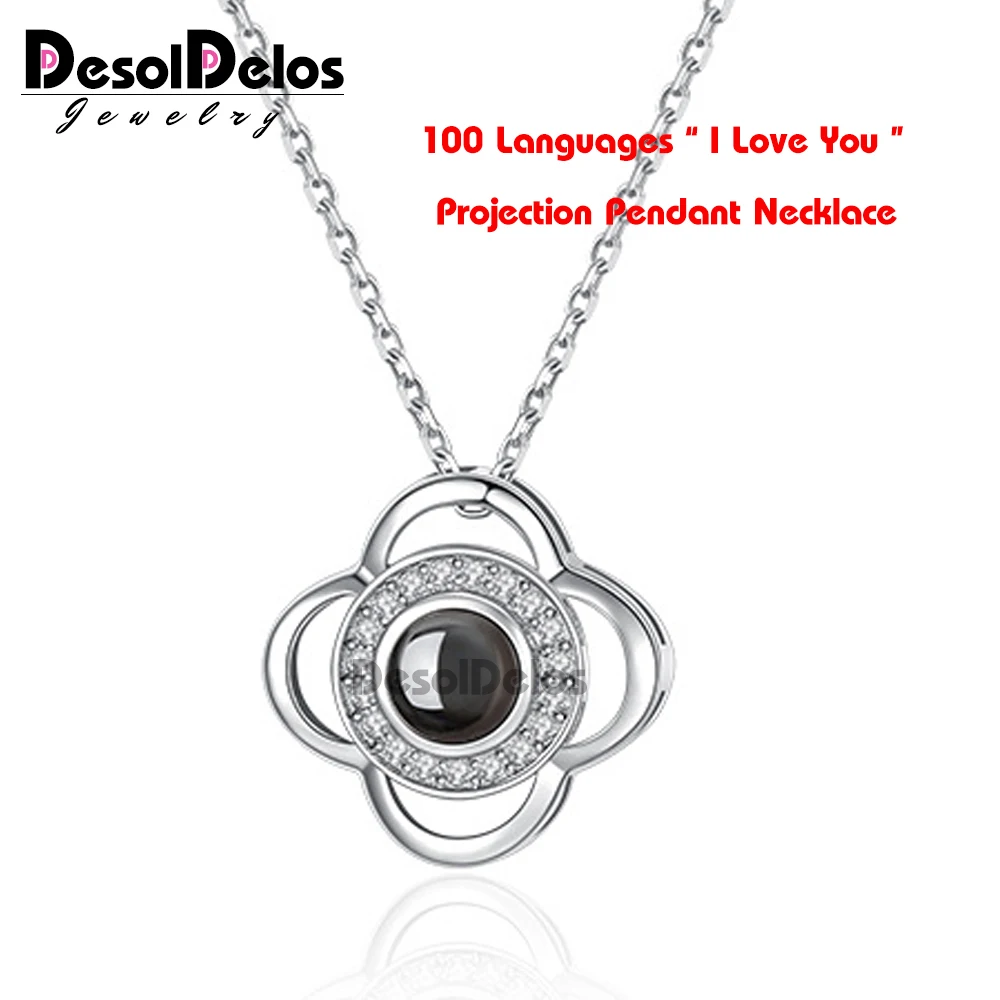 

Fashion Creative Necklace 100 Languages I Love You Crystal Choker Pendant Necklace Women Jewelry Memory Wedding Necklaces