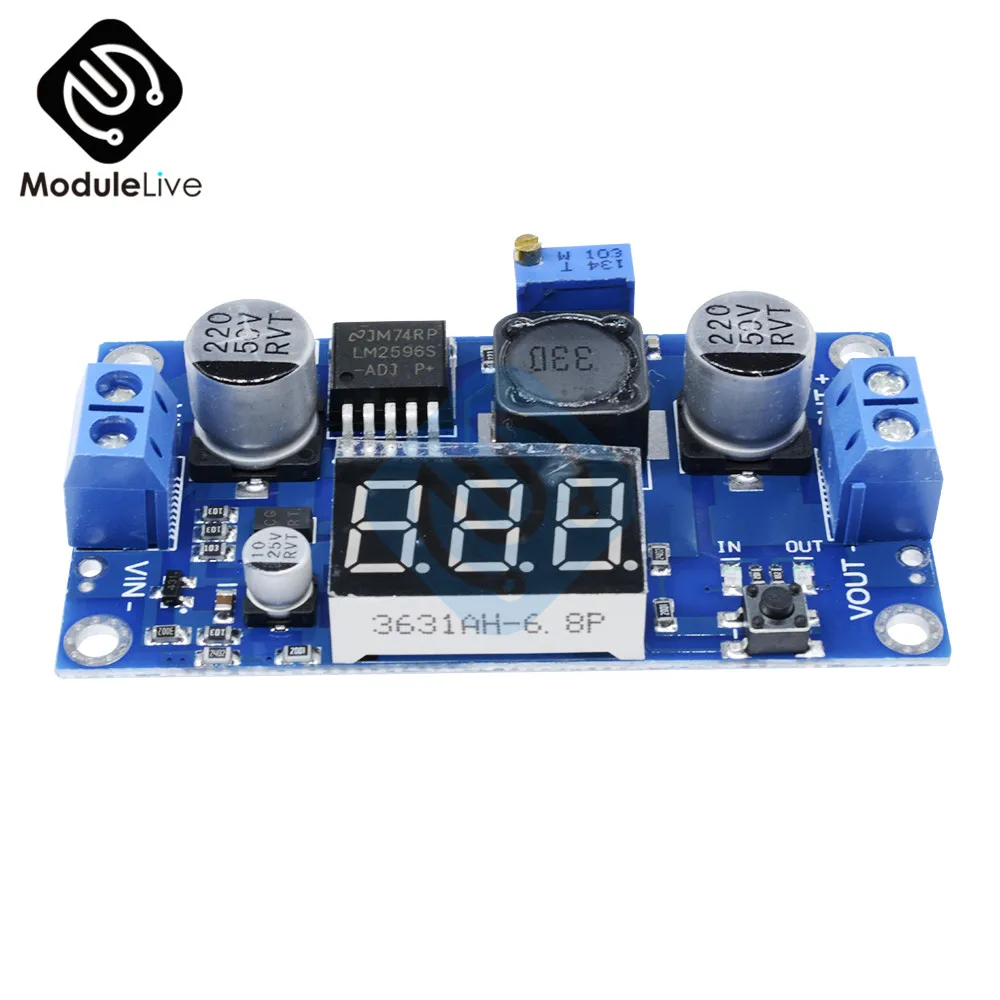 

LM2596 DC Buck Step Down Power Converter Module DC/DC 4.0~40V to 1.25-37V 2A Adjustable Voltage Regulator With LED Voltmeter