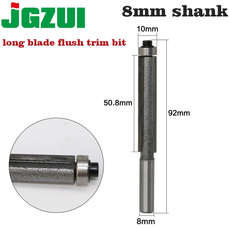 

1Pc 8 shank long blade flush bit Flush Trim Router Bit End Bearing For Woodworking Cutting Tool