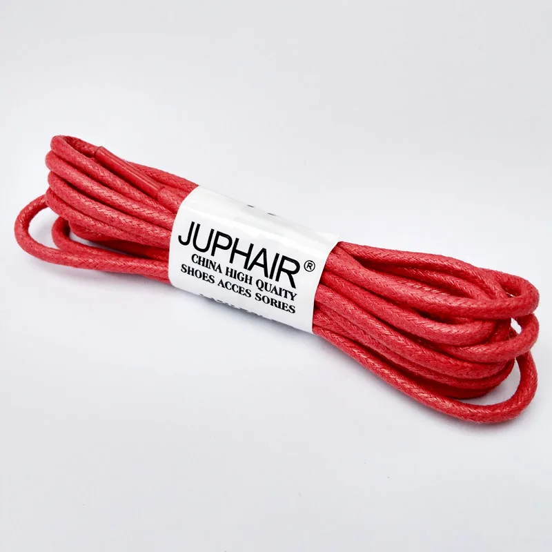 JUP1-12 Pair Red High Quality Unise Laces Waxed Round Shoelaces Sneaker Solid Polyester Twisted Boots Shoes Brand Fashion Sports