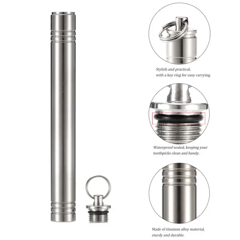 

Titaner Multifunction Titanium Toothpick with Waterproof Titanium case Lightweight Women Self Defense EDC Titanium Tool