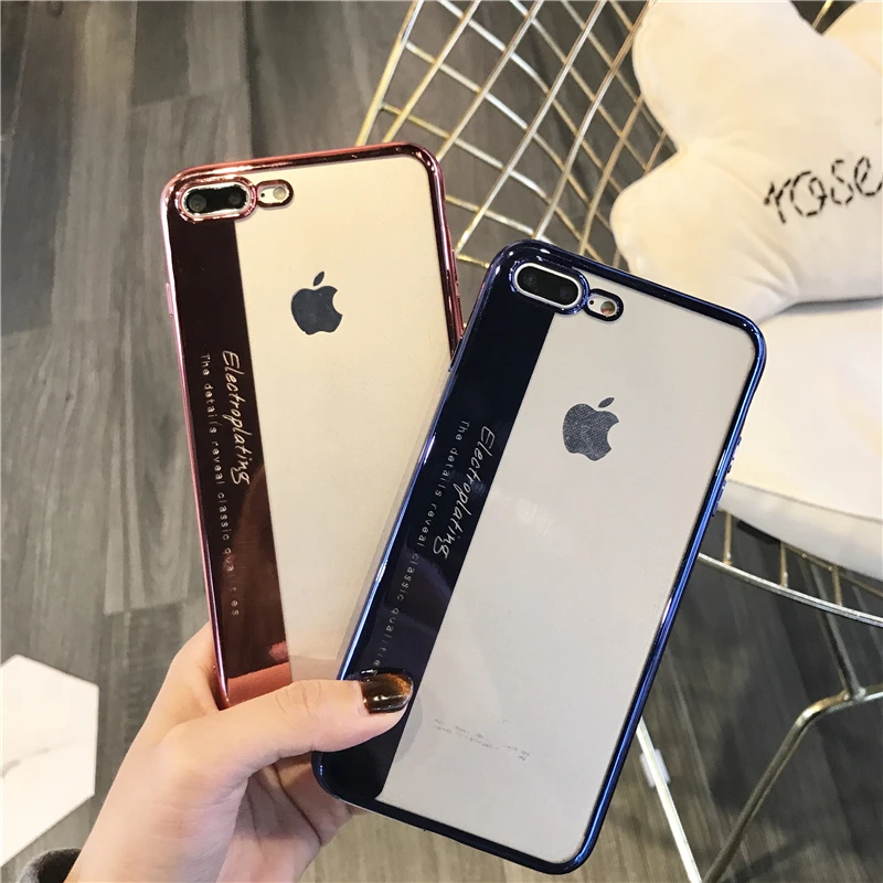 

Case For iPhone 7 6 X XS Transparent Plating Case For Samsung S8 S9 Plus Note 8 Soft TPU Silicon Cover For iPhone XS 6S 7 8 Plus