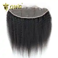 QWB Queen Weave Beauty Kinky Straight Free shipping 12''/14''/16''/18'' Brazilian Virgin Hair Nature Color Lace Frontal