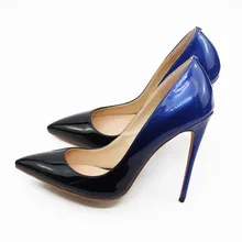 DropShipping Brand Super Thin High Heels Pumps Patent Leather Quality Pointed Toe Pumps Party Wedding Gradient Color Shoes D006B craylorvans top quality black nude gradient color 12 10 8cm women pumps pointed toe high heels patent leather women party shoes
