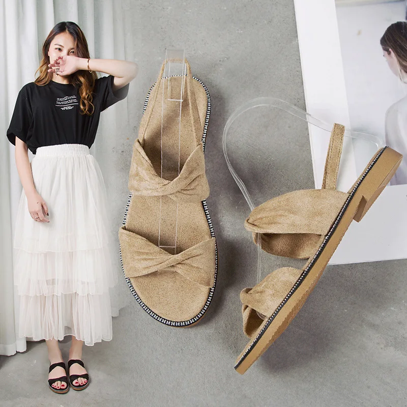 

Women's sandals 2019 new women's summer sandals one shoes two wear flat sandals women's casual