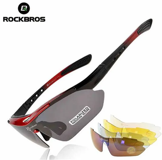 RockBros Polarized Cycling Sun Glasses Outdoor Sports Bicycle Glasses Bike Sunglasses 29g Goggles Eyewear 5 Lens