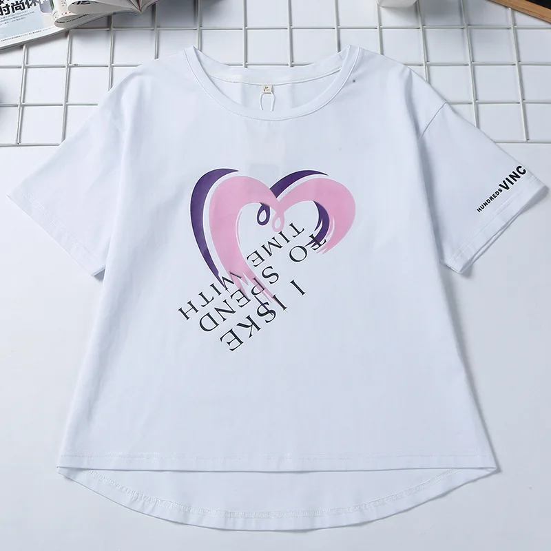 

2019 Summer Wear New Women's Wear Love Printing Leisure Loose Short-sleeved T-shirt Women's Tide