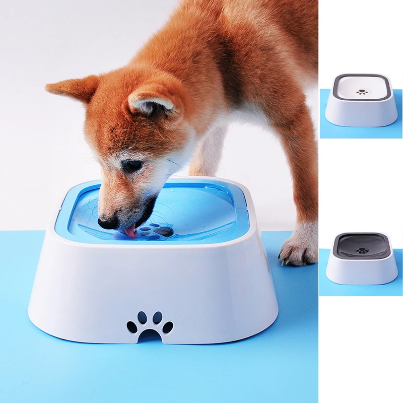 

1.5L Pet Dog Bowls Floating Not Wetting Mouth Cat Bowl Drinking Water Feeder Plastic Portable pet Bowl No Spill