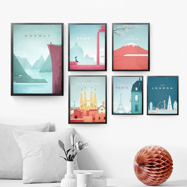 Famous World Travel London Poster Series Attractions Canvas Painting Wall art Posters and Prints Pictures For Famous World Travel London Poster Series Attractions Canvas Painting Wall art Posters and Prints Pictures For Living Room Decor