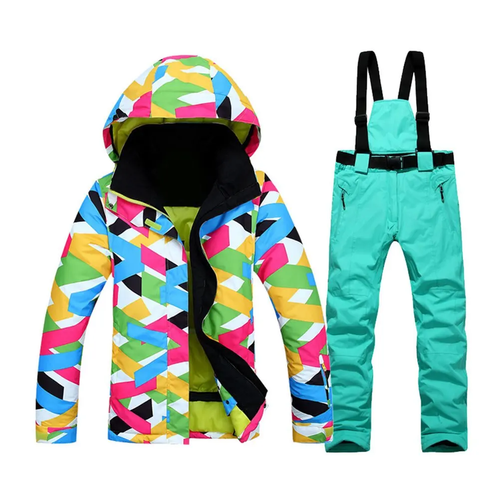 

2017 Winter Outdoor Ski Suit Super Warm Clothing Women Skiing Coat Windproof Waterproof Jacket Pants Suit skate