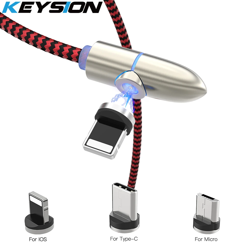 Магнитный зарядный кабель KEYSION L-Line, светодиодный кабель 90 градусов для iPhone XR 8 7 6S Plus и кабель Micro USB и кабель usb type-C USB C