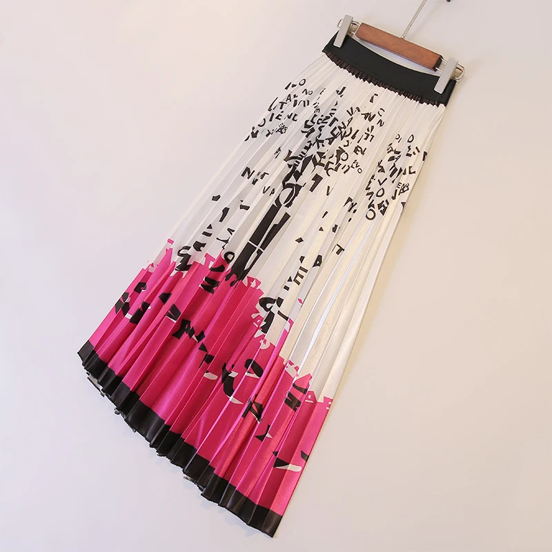 Женская стильная модная юбка длиной до щиколотки для девочек, летняя высококачественная повседневная шикарная юбка с принтом алфавита