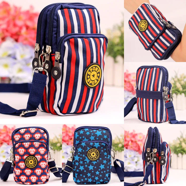 Messenger Shoulder Coin Purse Women Wallet Canvas Fabirc Fashion Zipper Arm Purses Female Cards Keys Phone