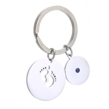 

Europe And America Charm Stainless Steel Key Chain Jewelry Baby Footprints Pendant Key Chain Jewelry