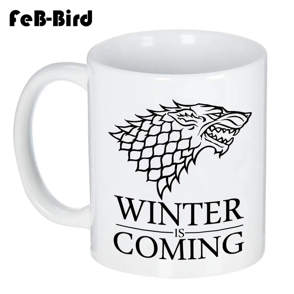 

Game of Thrones Winter is Coming Wolf Head Funny Mug with Handle Coffee Ceramic Cup Creative Gifts