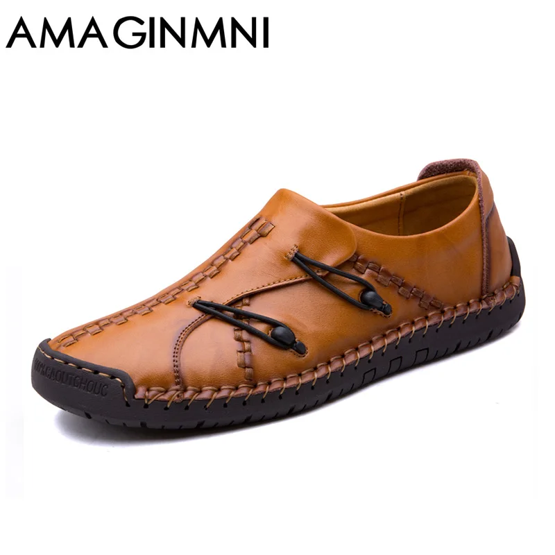 

AMAGINMNI Brand Fashion Summer Soft Moccasins Men Loafers High Quality Genuine Leather Shoes Men Flats Gommino Driving Shoes