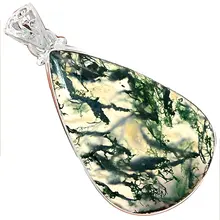 Lovegem Подвеска из натурального Мохового агата, серебро 925 пробы, 55,8 мм, AP3559