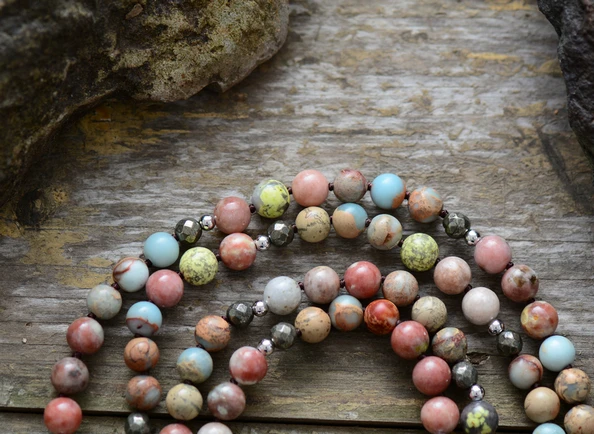 Винтажное ожерелье 8 мм натуральные камни Пирит красочное ожерелье с кисточками женское ожерелье для йоги дропшиппинг ювелирные изделия