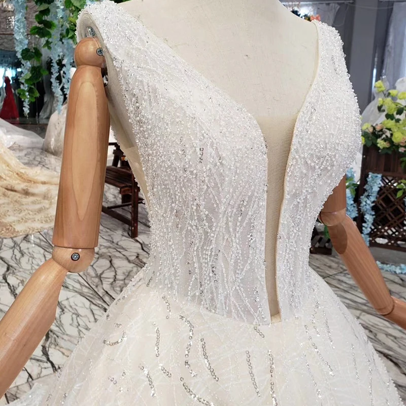HTL344 Bohemian style wedding dress sleeveless A-line beach bridal dress (4)