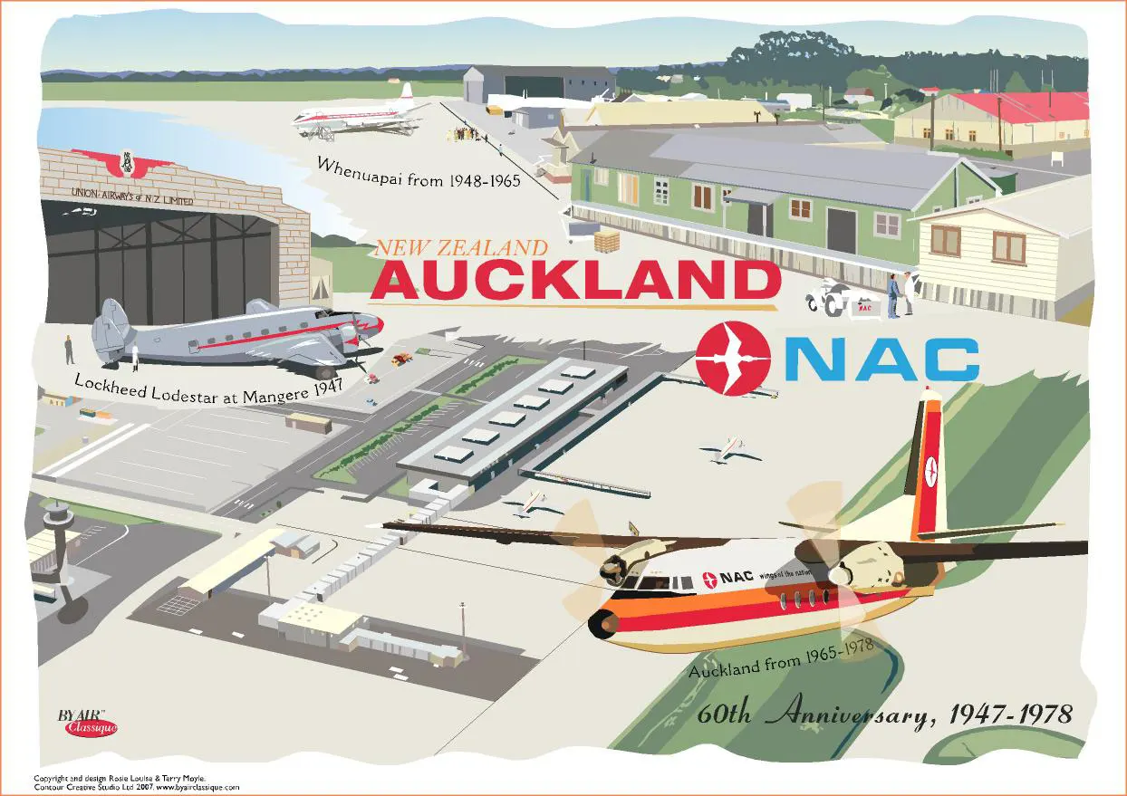 New Zealand NZ NAC Auckland Air Travel Classic Wall Sticker Canvas
