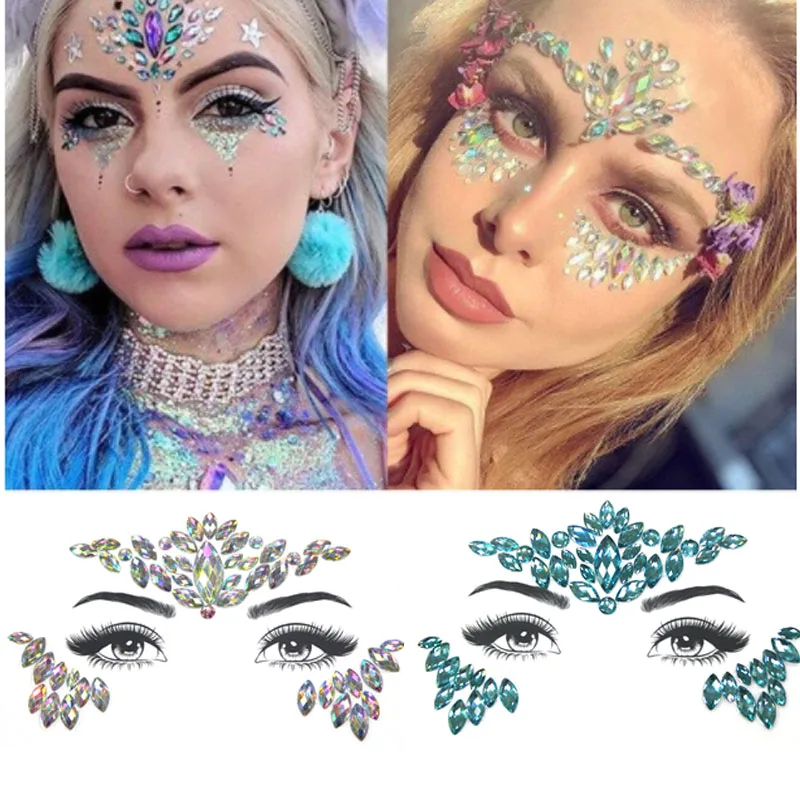 

Face makeup rhinestones mixed size eyeshadow glitter diamond for Corner of eye blue red green acrylic diamond face jewelry LT004