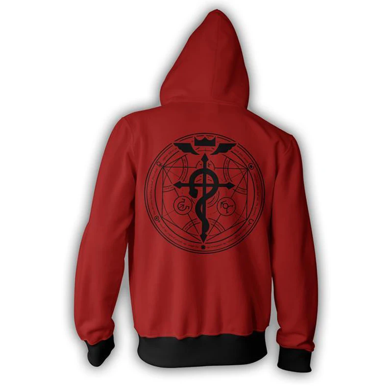 Fullmetal Alchemist Brotherhood Hoodie Edward Elric Men Casual Hoodies Sweatshirts 3D Print Hooded Zipper Coat Outerwear Outfit