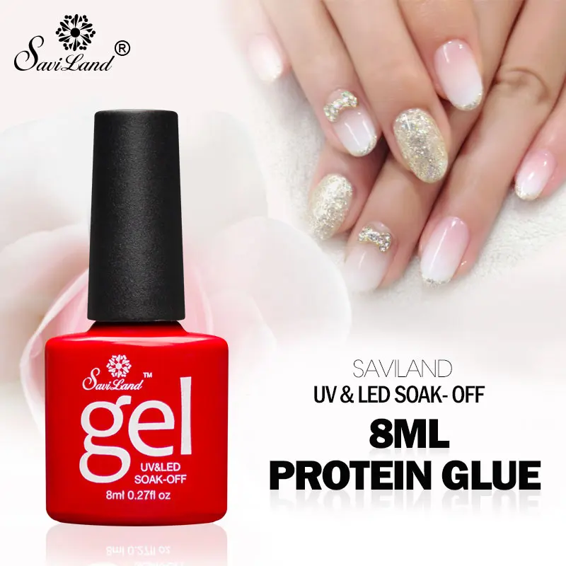 Saviland 1pcs Newest Clear Milky Protein Color Gel Nail Polish Soak Off
