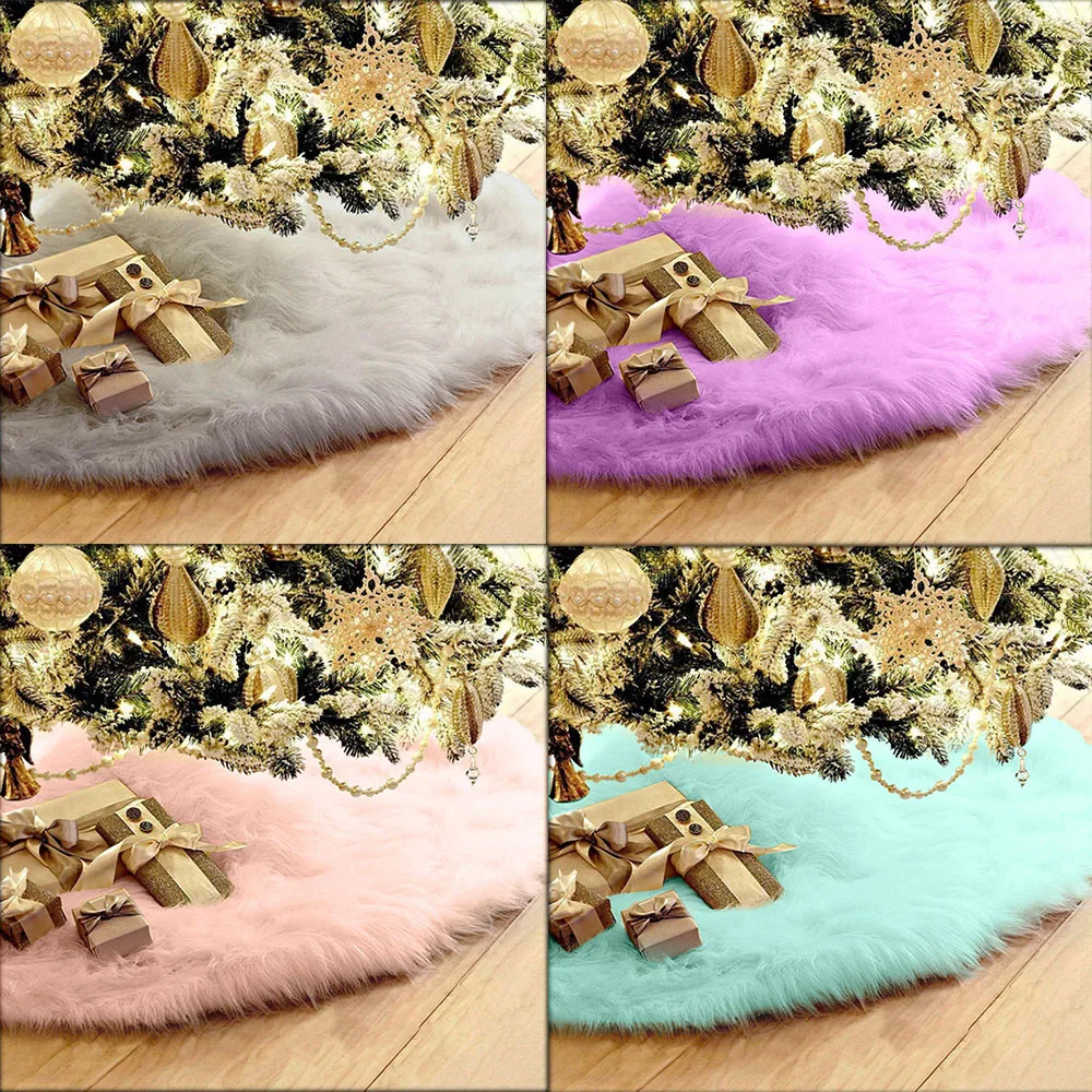 75cm Christmas Plush Long Haired Christmas Tree Skirt Christmas Tree Skirt Decor