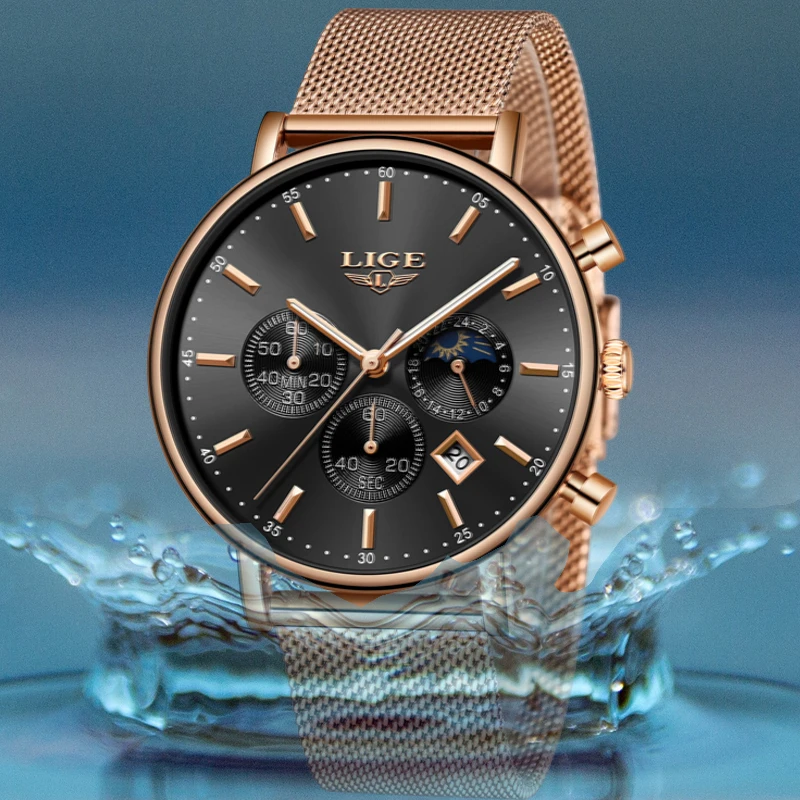 LIGE Mens Watches Top Brand Luxury Quartz Wristwatch Mem Grid strap All Steel Waterproof Sport Chronograph+Box Relogio Masculino LIGE Mens Watches Top Brand Luxury Quartz Wristwatch Mem Grid strap All Steel Waterproof Sport Chronograph+Box Relogio Masculino