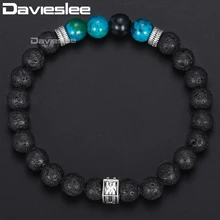 Браслет для Для мужчин Нержавеющая сталь х Шарм Black Phoenix упругие синий Map камень лавы бусы цепи Регулируемый Браслеты DDBM09