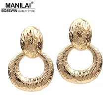 MANILAI, винтажные круглые серьги-гвоздики из сплава для женщин, простые, индивидуальные, круглые, металлические, массивные серьги, модное ювелирное изделие