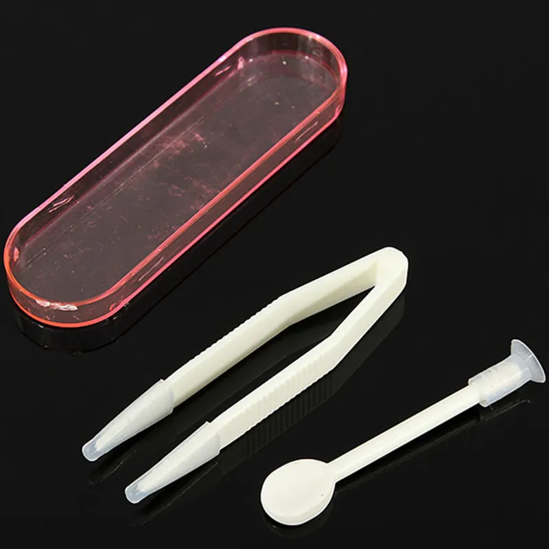 Mayitr 1pc New Contact Lens Inserter Set Remover Soft Tip Tweezer Stick Tool Case Set For Lens Cleaning