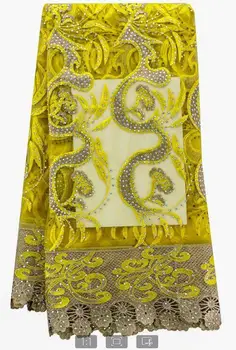 

1yd/lot African Gold Lines High Quality Swiss Net Lace,French Voile Guipure tulle mesh Lace Fabric For dress