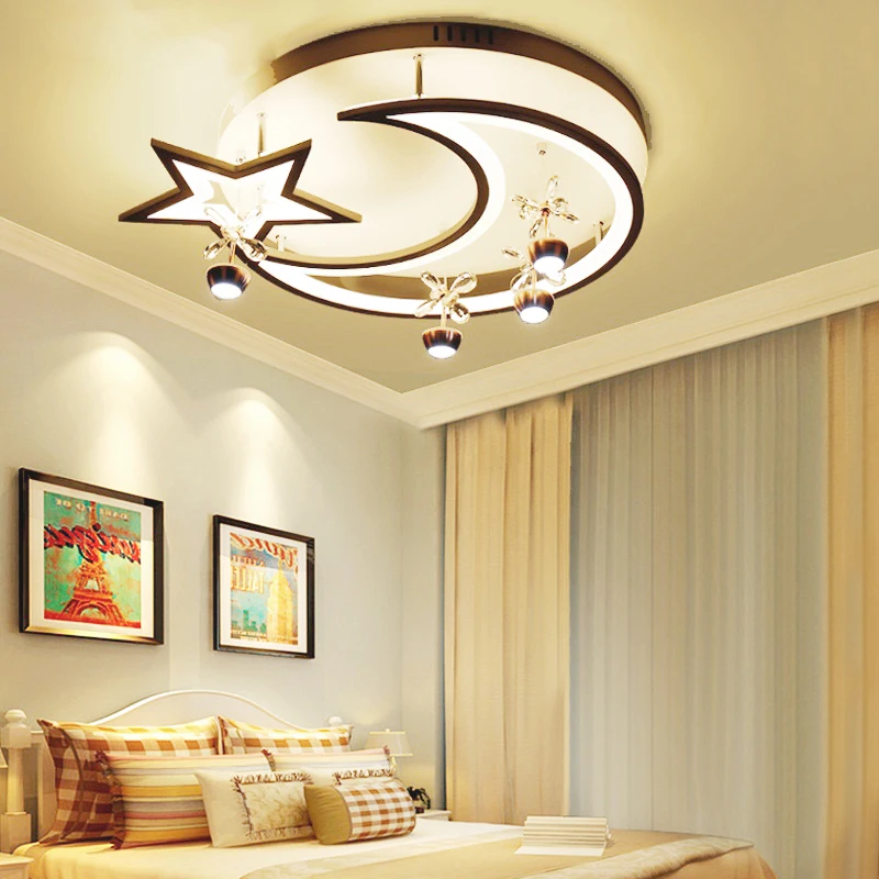 led Ceiling light Creative star half moon living room lamp ...